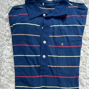 Criquet Blue and Red Striped Polo Shirt